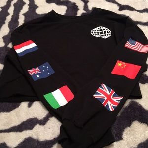 Size Medium Black Long Sleeve With Flags
